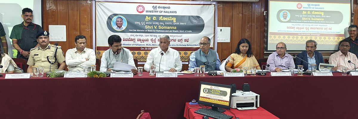 V. Somanna holds meeting with local MP, MLAs, MLCs, Railway & District Officials to review Railway Projects