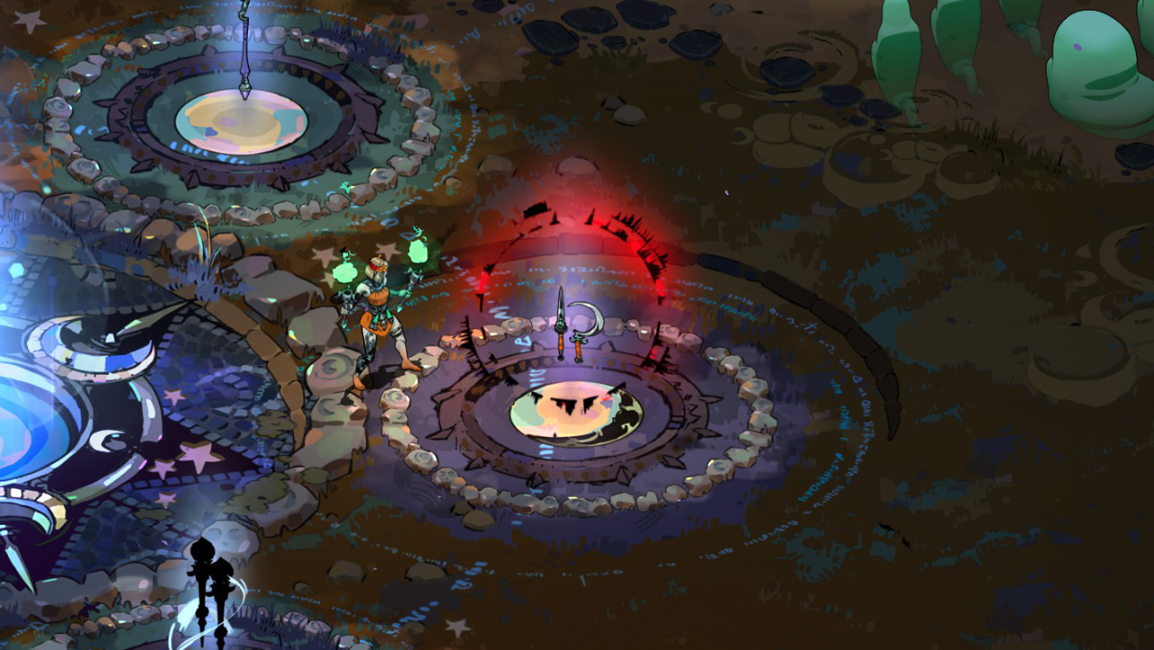 What does the red circle around weapons mean in Hades 2?